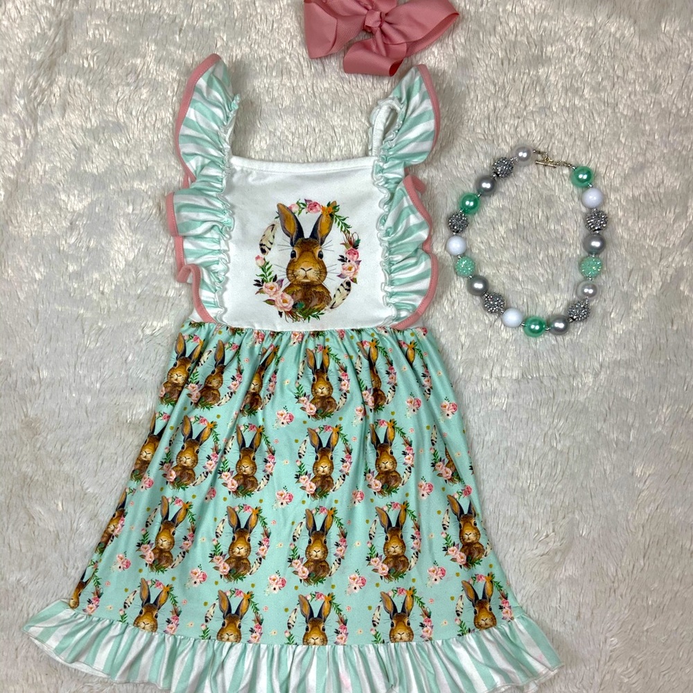 Easter dress with necklace and bow